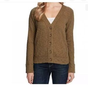 Two by Vince Camuto Button Up Long Sleeve Olive Cardigan